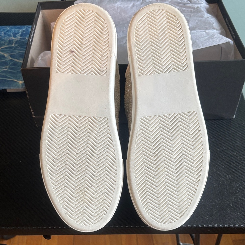 Betsey Johnson White Sparkle Platform Sneakers - Picture 2 of 4
